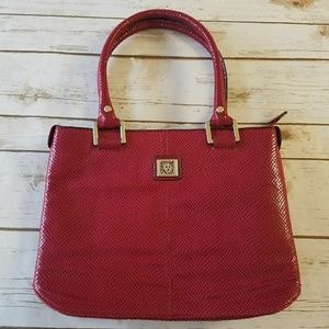 🌿Anne Klein Dark Red Faux Snake Skin Handbag